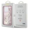 Guess GUHCP15LLFCSEGP iPhone 15 Pro 6.1 różowy/pink hardcase Liquid Glitter Gold Stripes